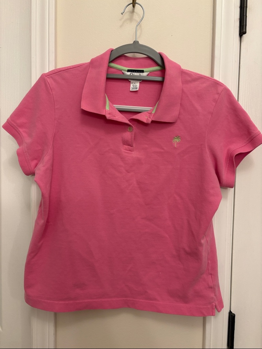 Lilly Pulitzer Women’s Pink Polo Shirt with Palm Embroidery